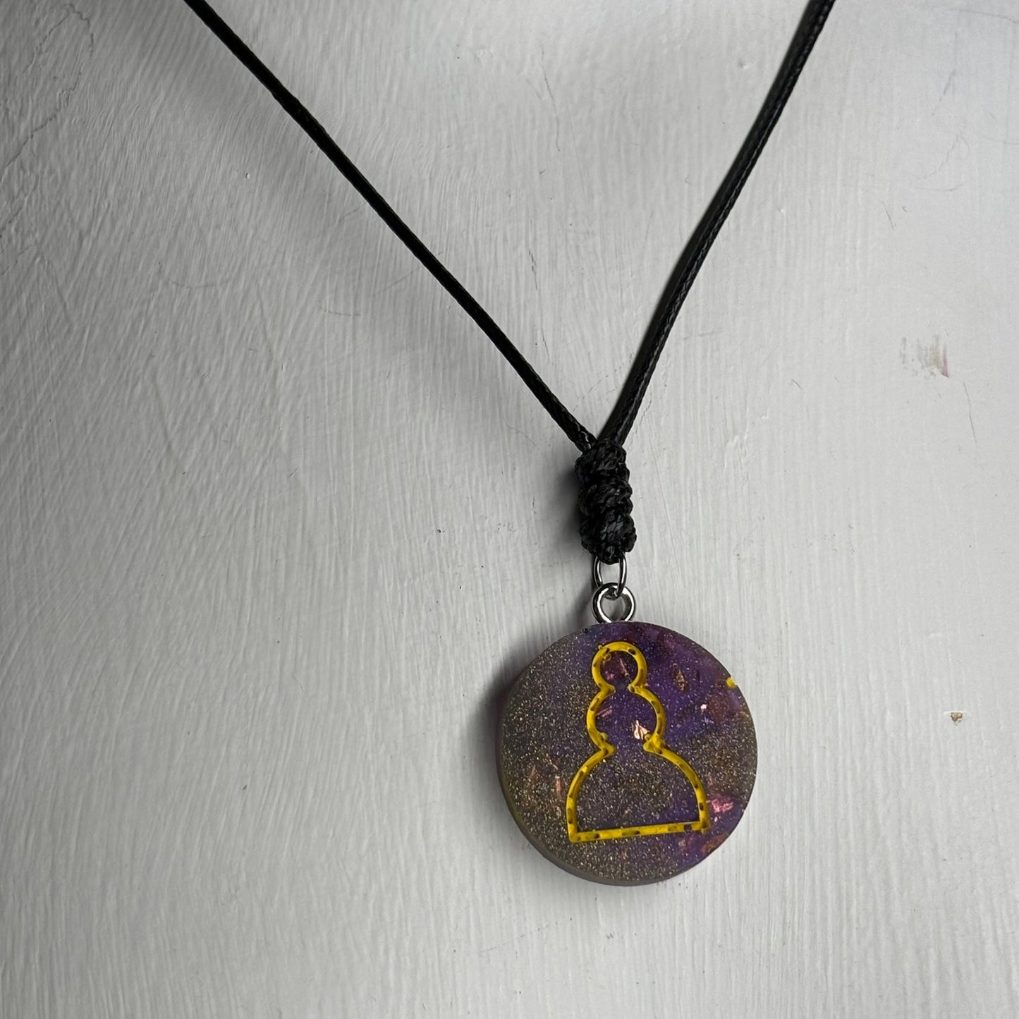 Purple Crystal Pawn - Handmade Resin Chess Necklace
