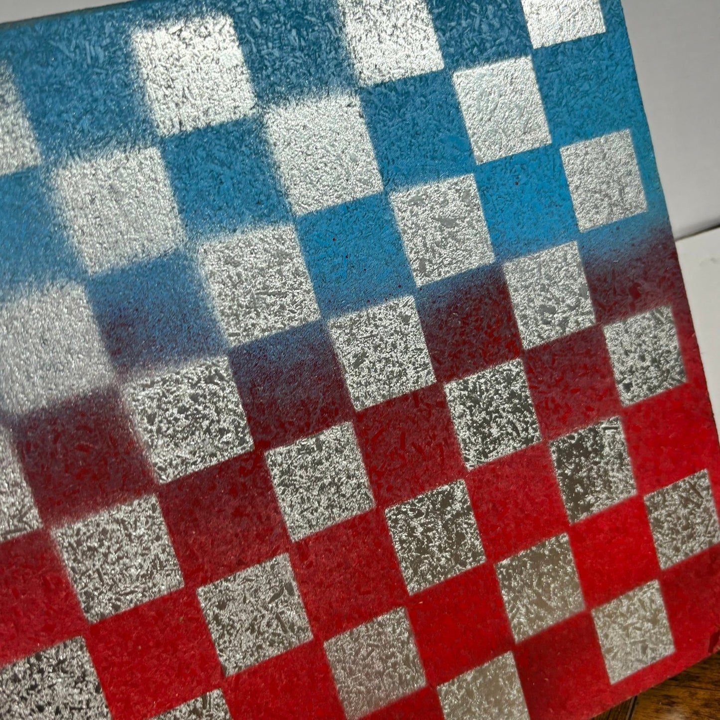 Blue & Red Chrome - Painted Double Sided Chess Board