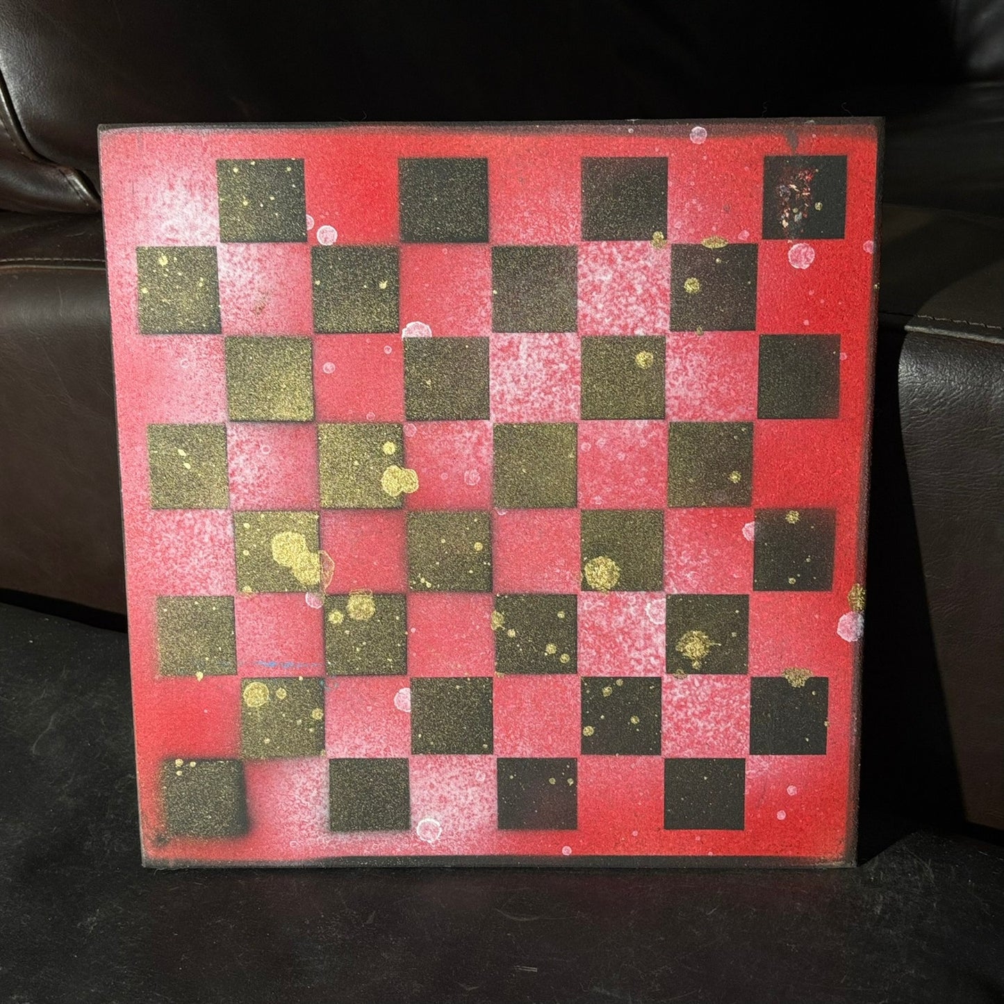 Goldish Red Fever - Painted Chess Board