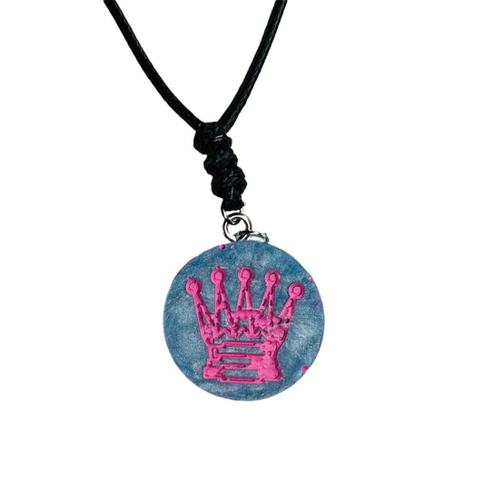Pink Pawn Queen - Handmade Resin Chess Necklace