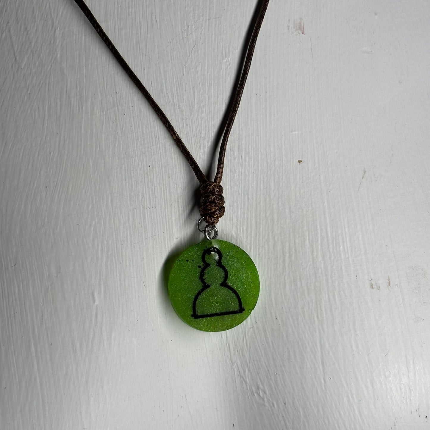 Green Vintage Pawn - Handmade Resin Chess Necklace