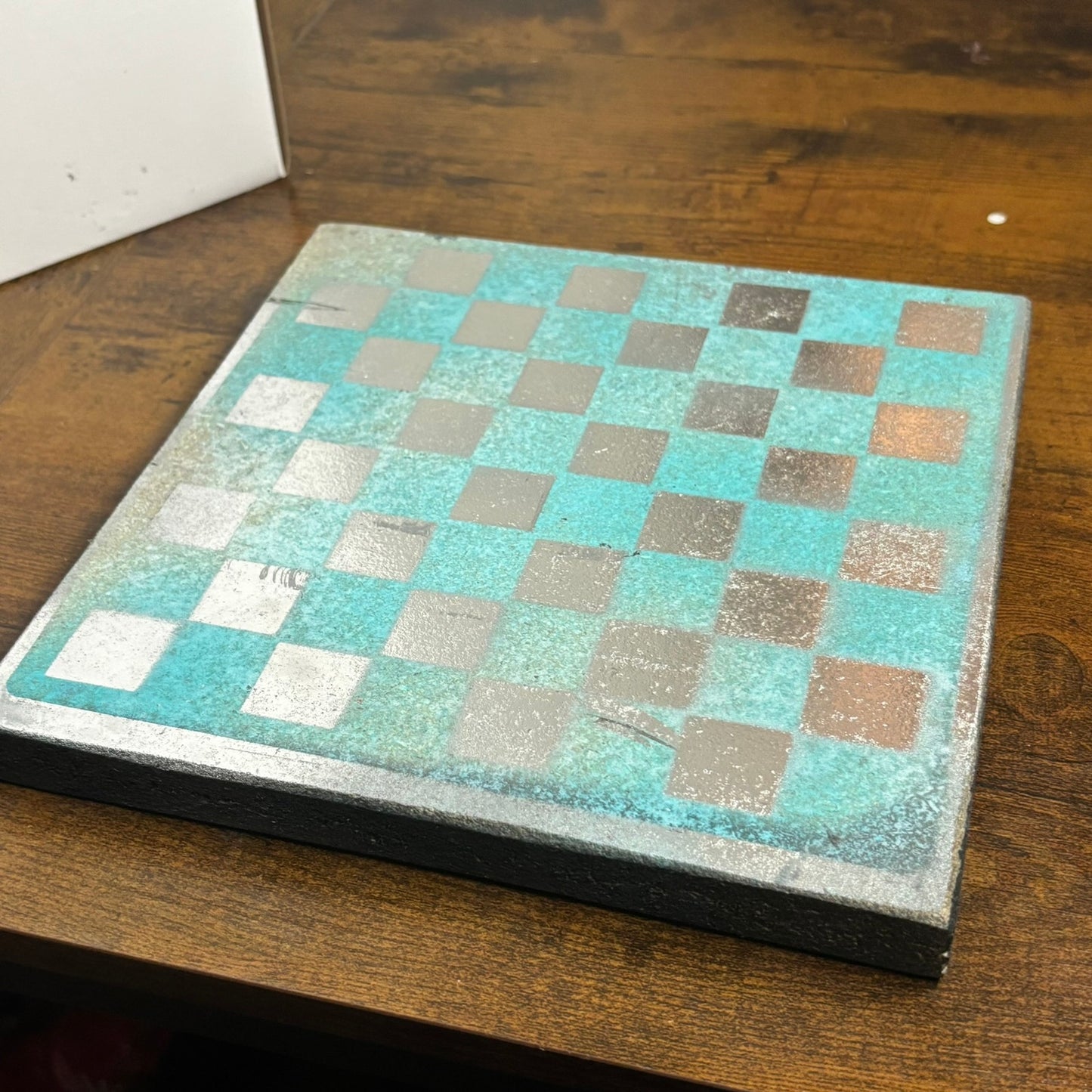 Sky Blue Chrome - Painted Double Sided Chess Board