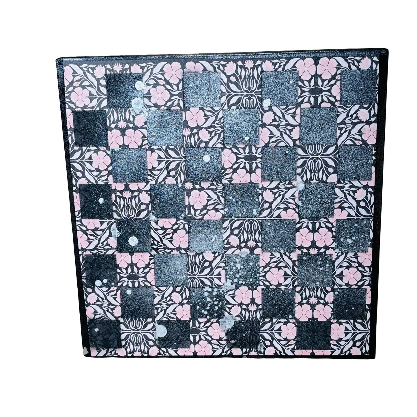 Vintage Peach Pink Flowers - Scrapbook Chess Board