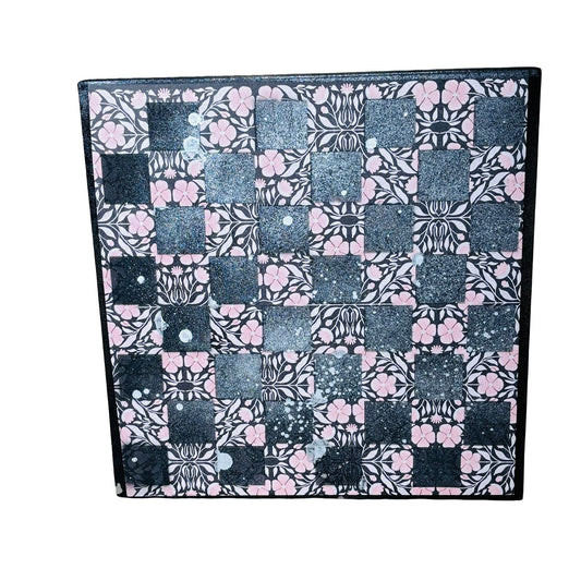 Vintage Peach Pink Flowers - Scrapbook Chess Board
