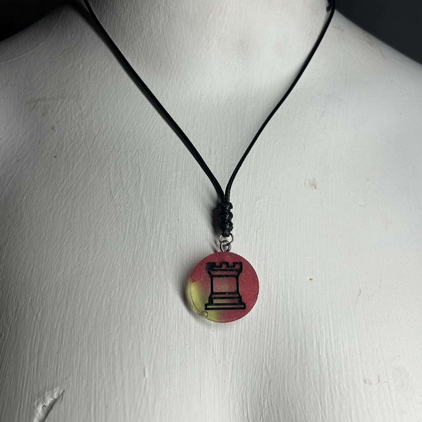 Mesh Red Rook - Handmade Resin Chess Necklace
