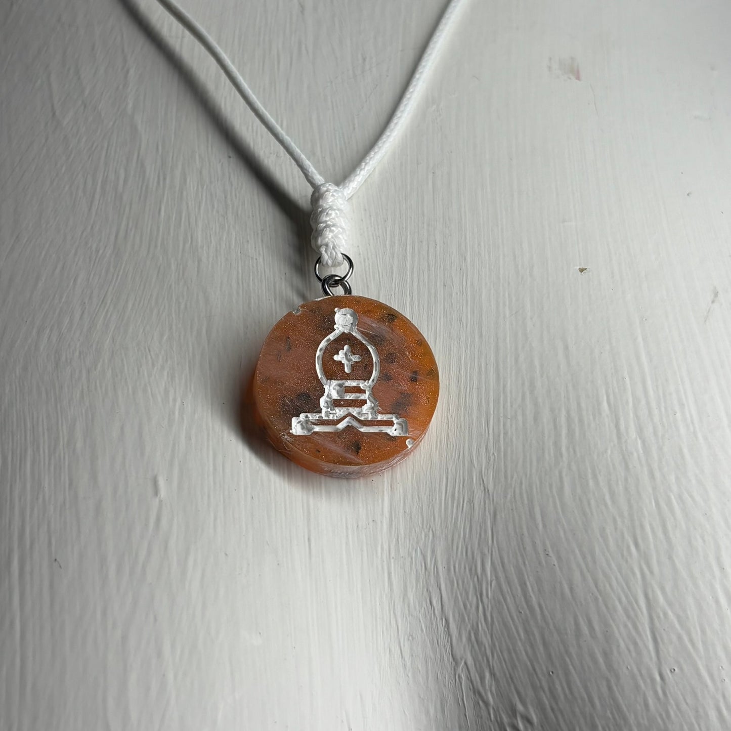 Orange Tiger Bishop - Handmade Resin Chess Necklace