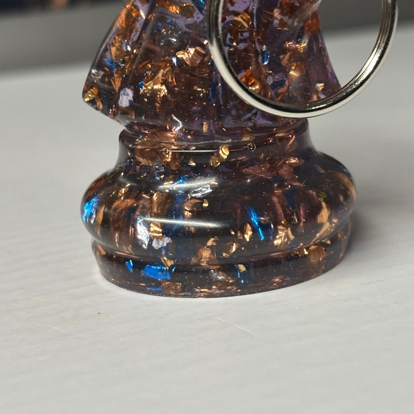 Amber Crystal Burst Knight - Handmade Resin Keychain - Large Edition