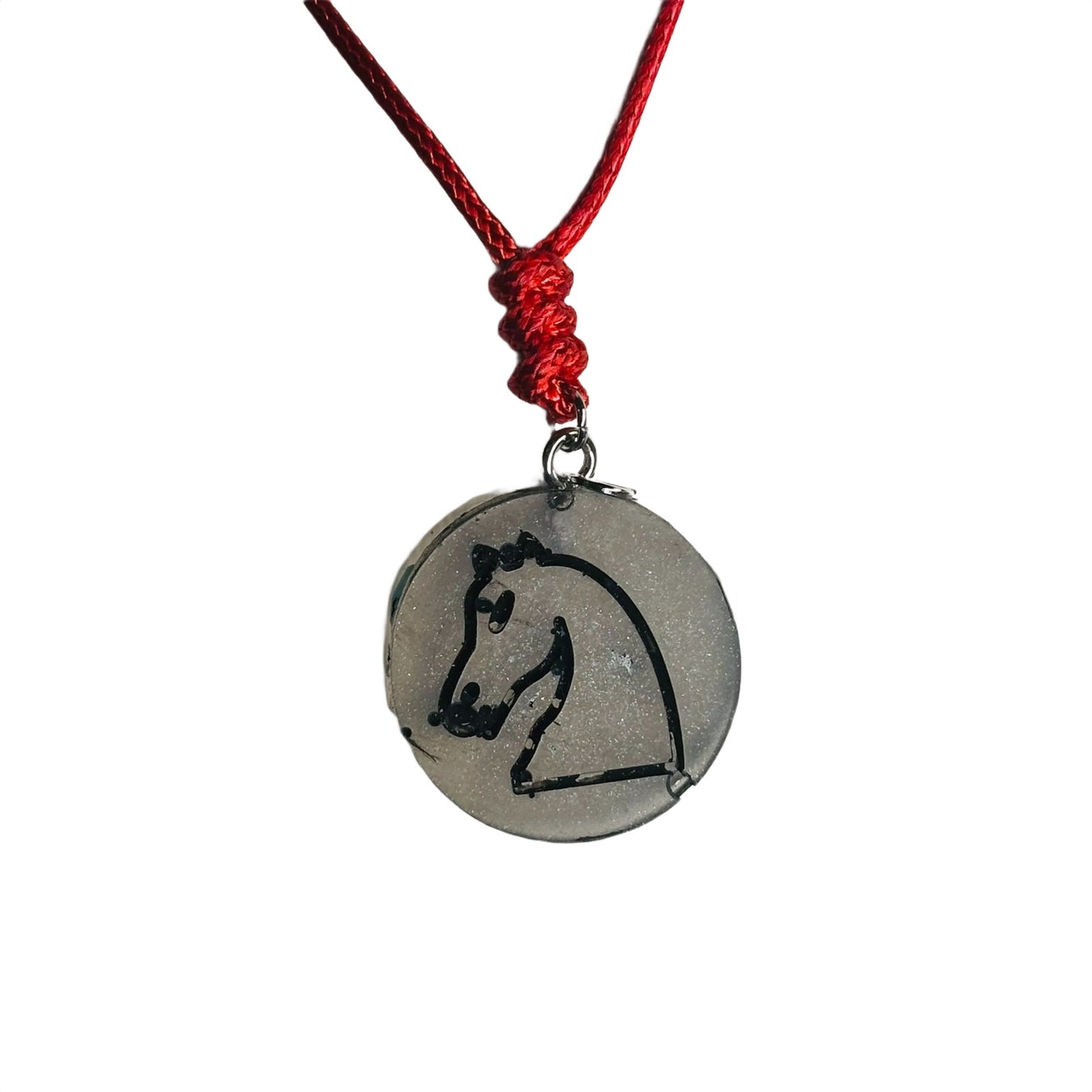 Silver Knight - Handmade Resin Chess Necklace