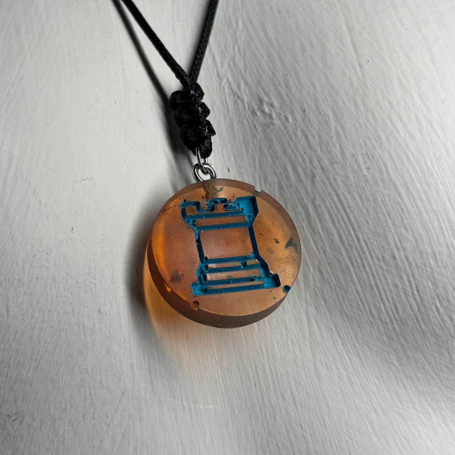 Dirty Coffee Rook - Handmade Resin Chess Necklace