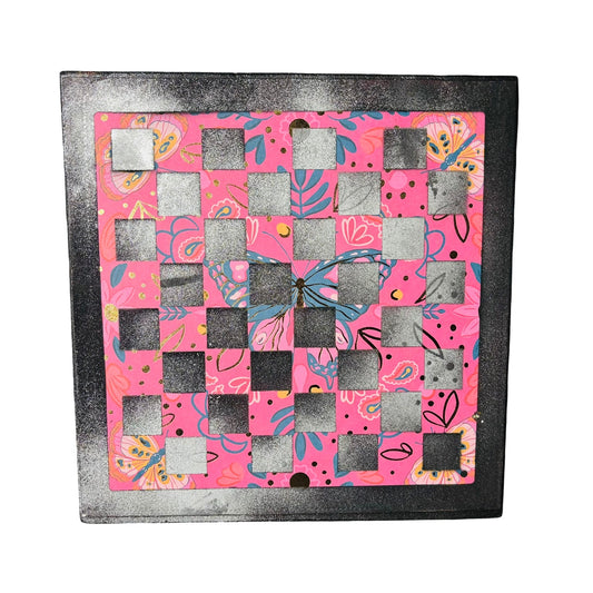 Pink & Black Butterfly - Scrapbook Chess Board