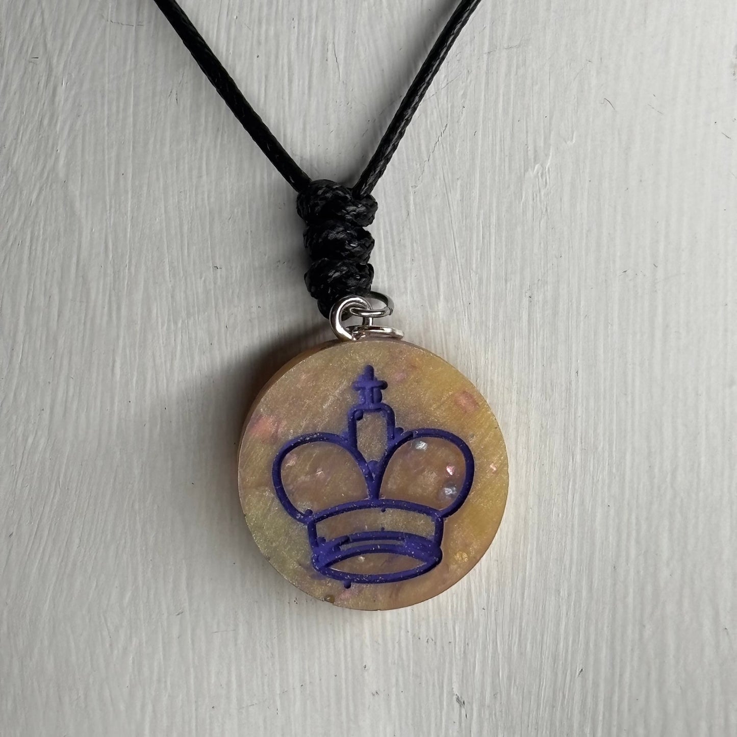 Yellow & Purple King - Handmade Resin Chess Necklace