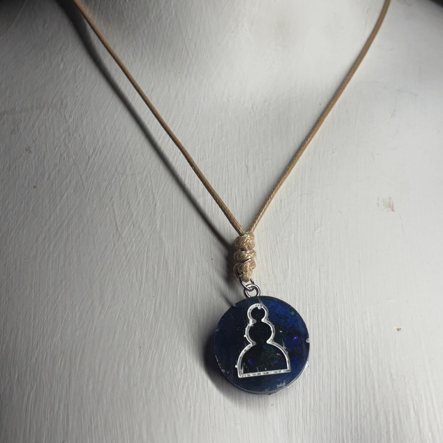 Navy Blue Pawn - Handmade Resin Chess Necklace
