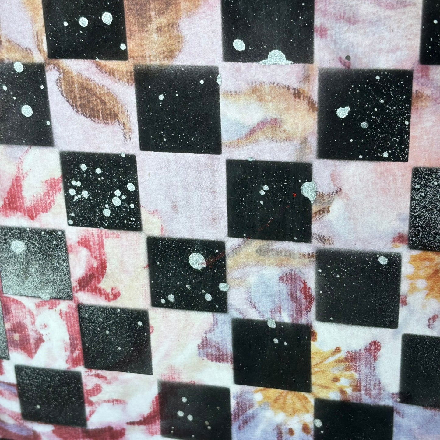 Pink Flower Chrome Mist - Scrapbook Chess Board