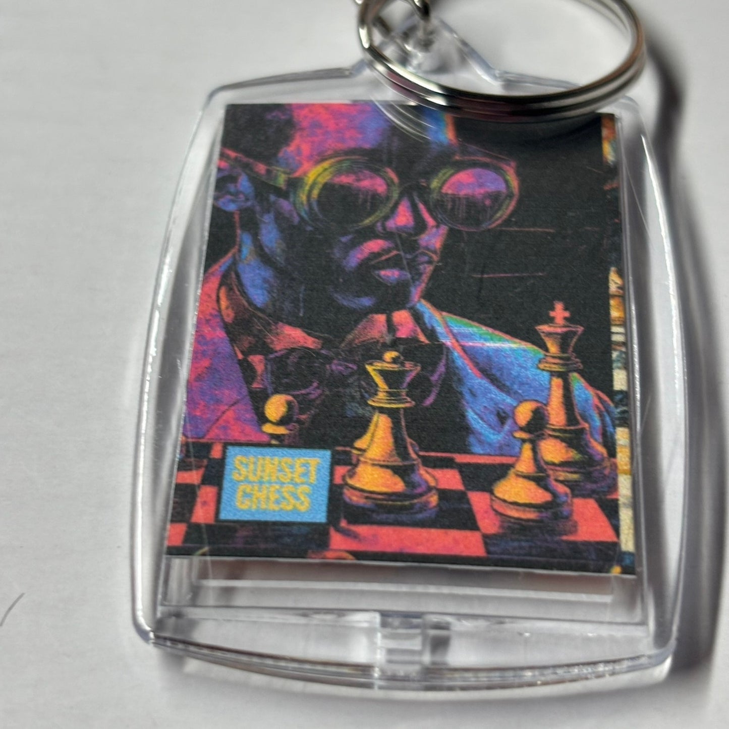 Neon Nights - Chess  Photo Keychain