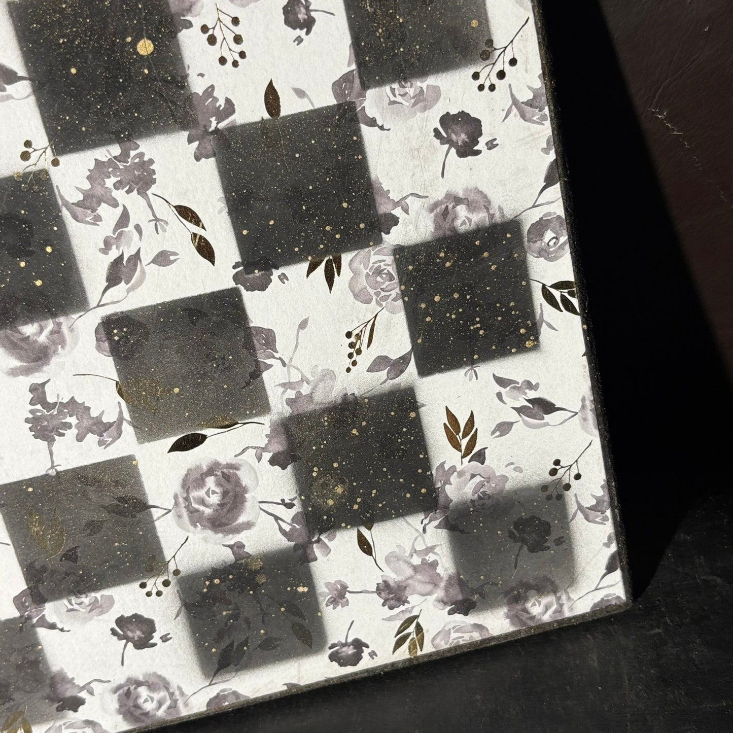 Black & White Golden Drip - Scrapbook Chess Board