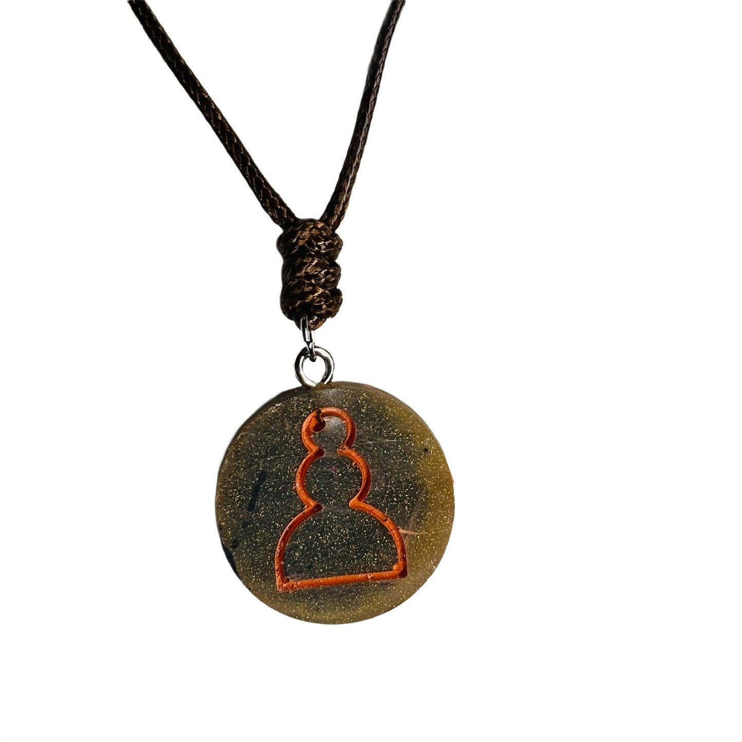 Rustic Orange Pawn - Handmade Resin Chess Necklace