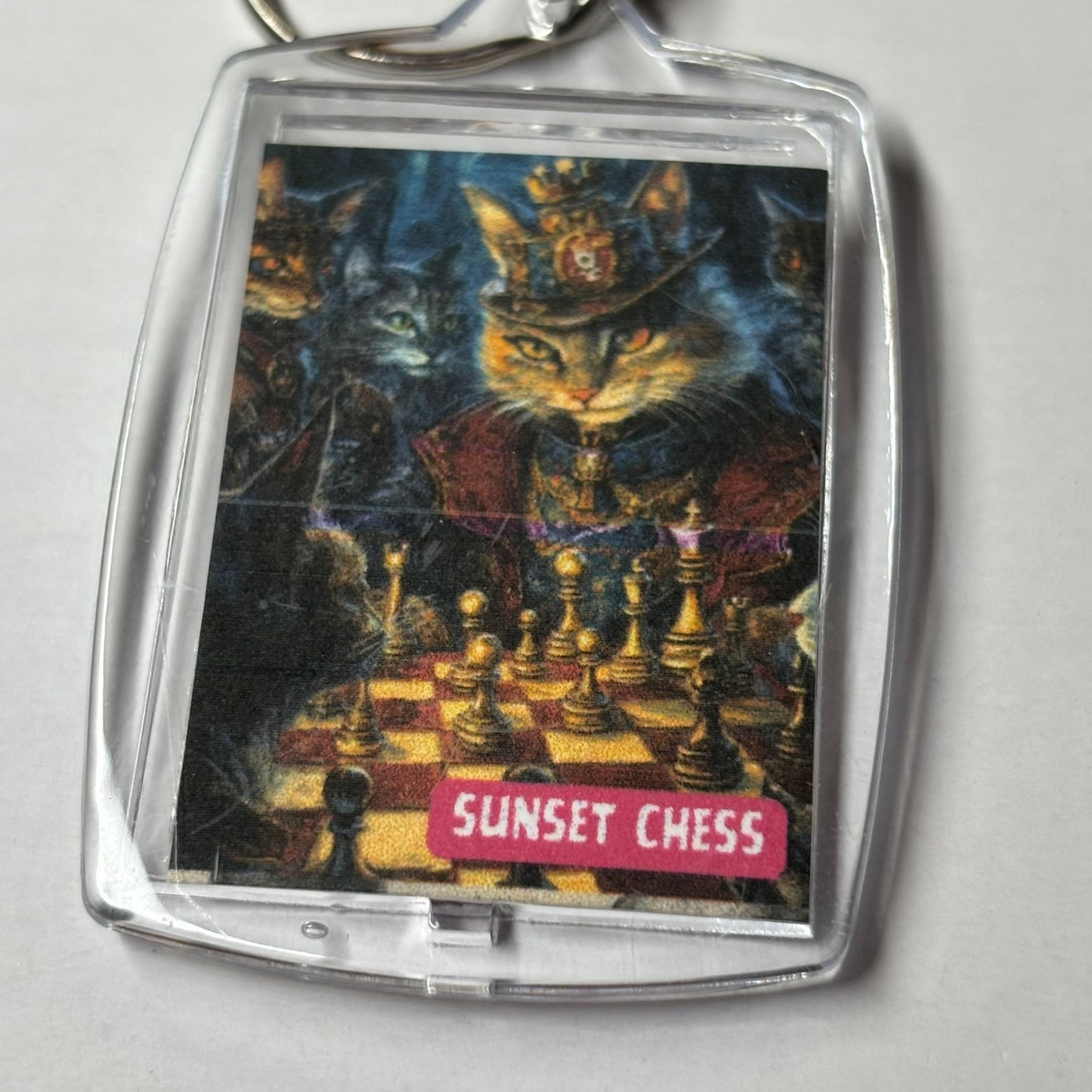 Handsome Cat - Sunset Chess Photo Keychain