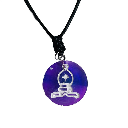 Purple Bishop - Handmade Resin Chess Necklace