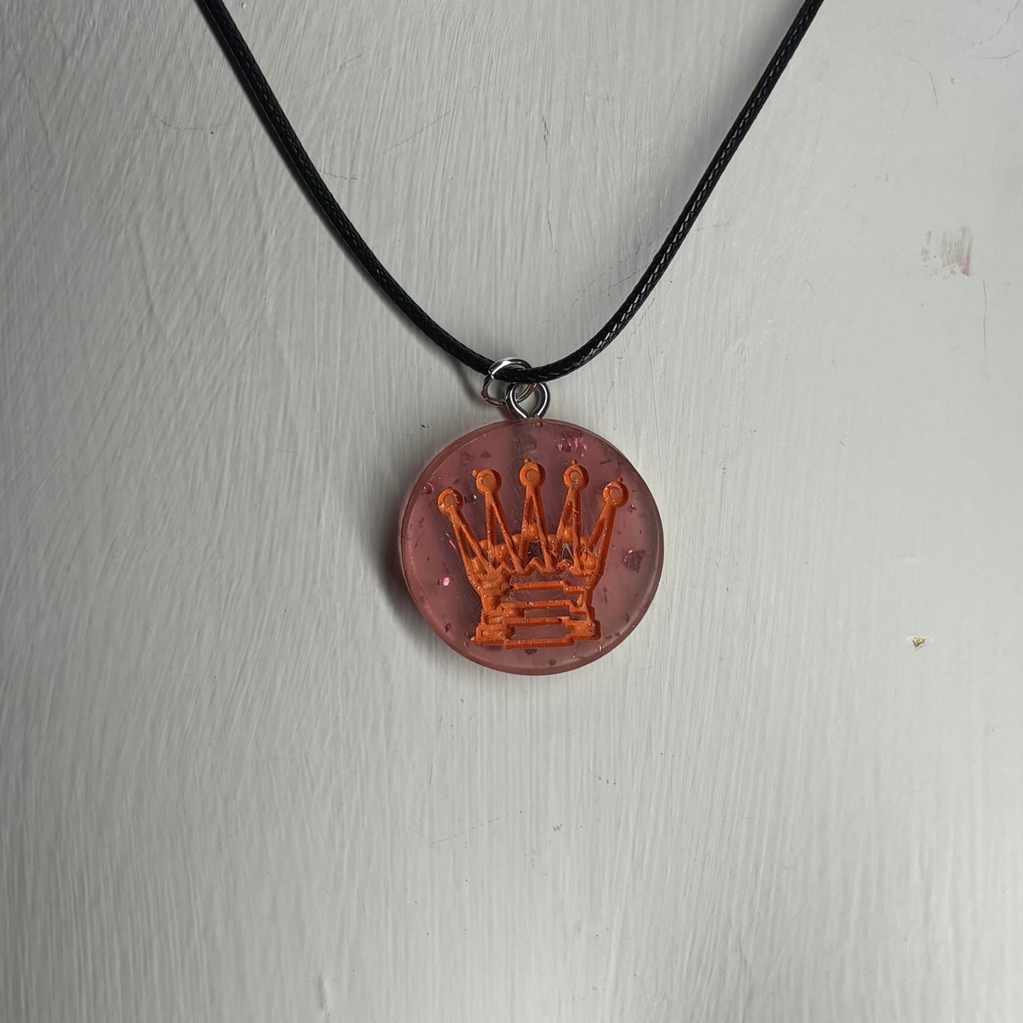 Purple/Orange Queen - Handmade Resin Chess Necklace