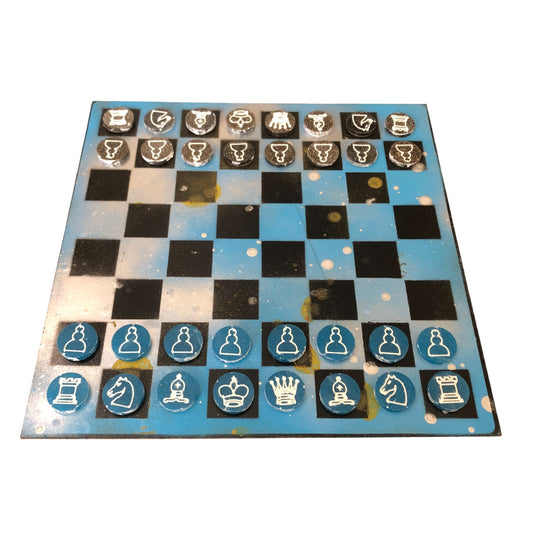 Cloudy Blue - Painted Chess Set
