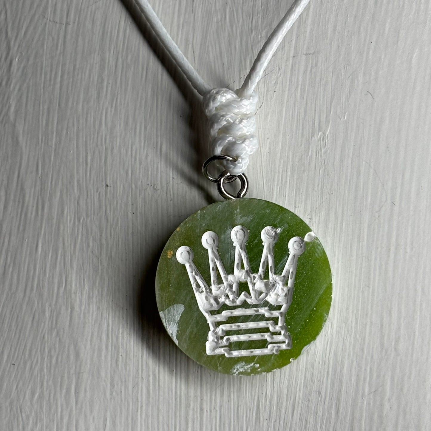 Green Queen - Handmade Resin Chess Necklace