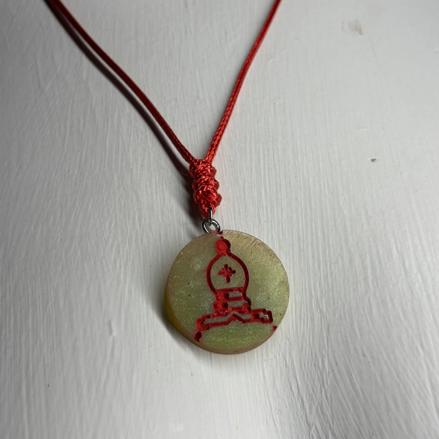 Grinch Colored Bishop - Handmade Resin Chess Necklace
