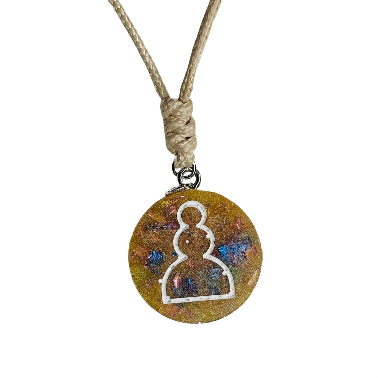 Cream Yellow Pawn - Handmade Resin Chess Necklace