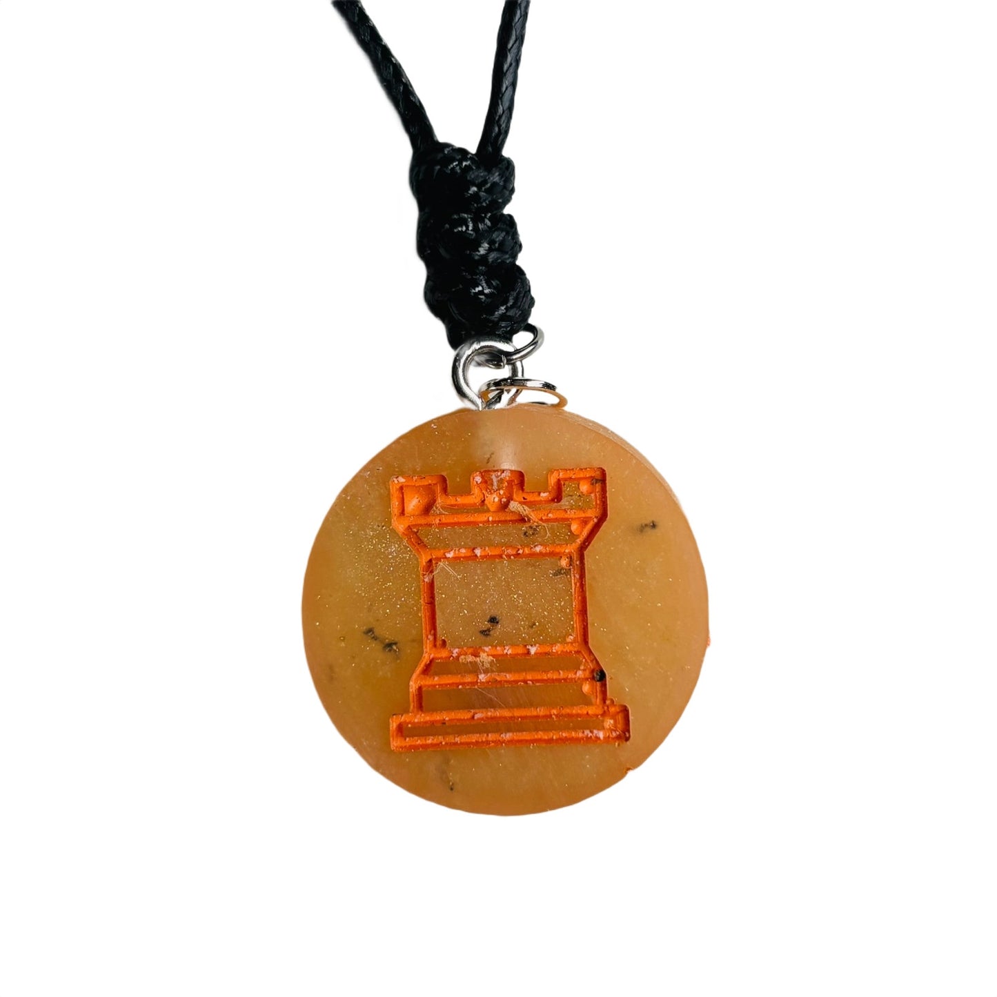 Sunset Orange - Handmade Resin Chess Necklace