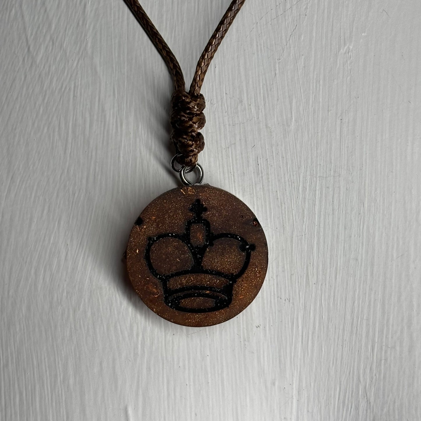 Fabulous Brown King - Handmade Resin Chess Necklace
