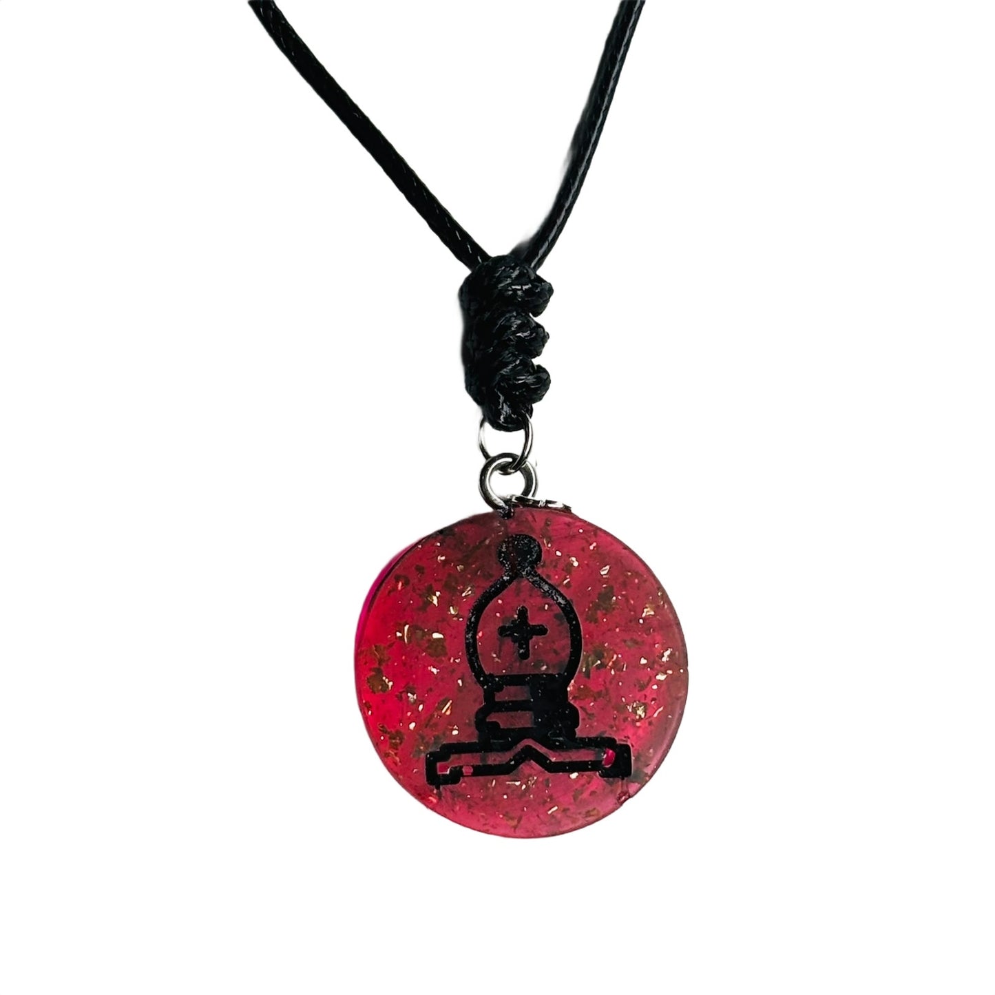 Sparkle Red Pawn - Handmade Resin Chess Necklace