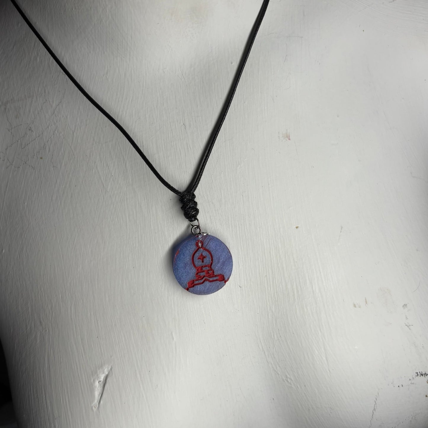 Purple/Blue Bishop - Handmade Resin Chess Necklace