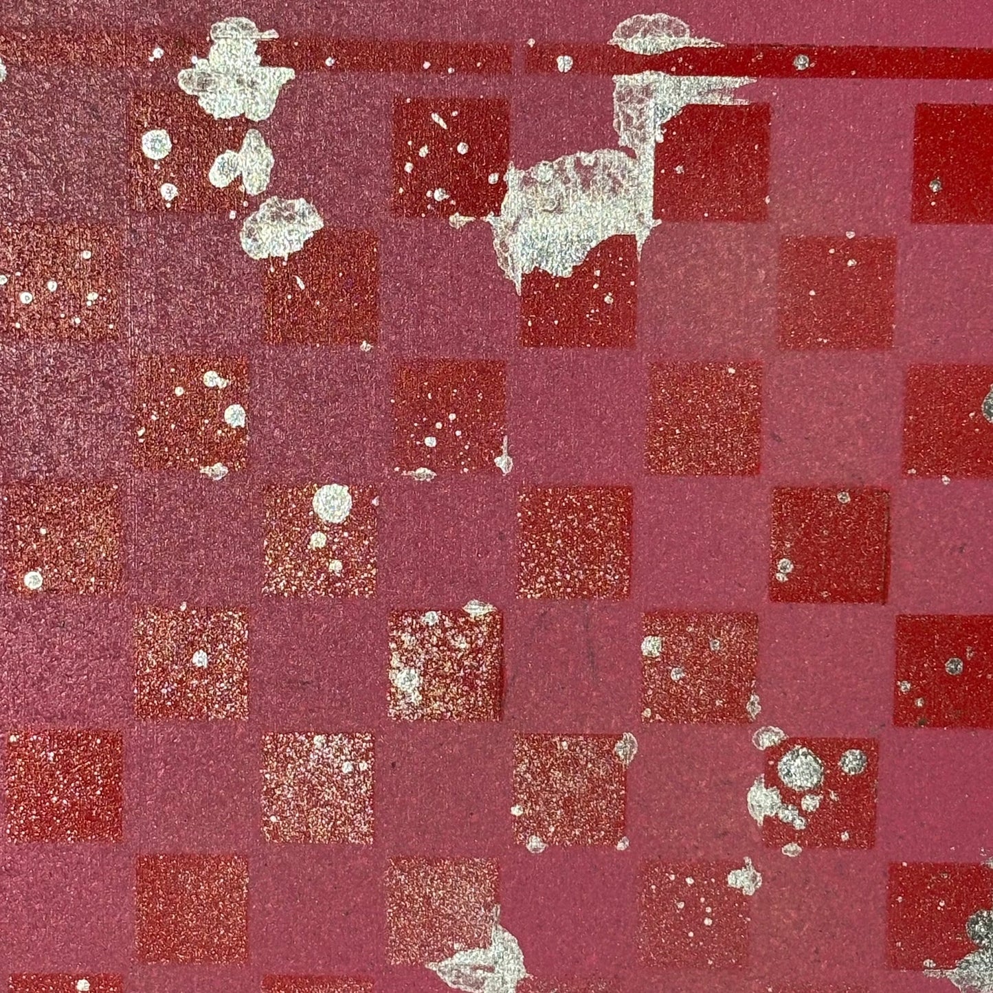 Pink & Red Chrome Drip - Painted Chess Board
