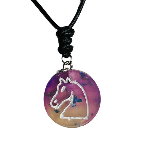 Purple Lush Knight - Handmade Resin Chess Necklace