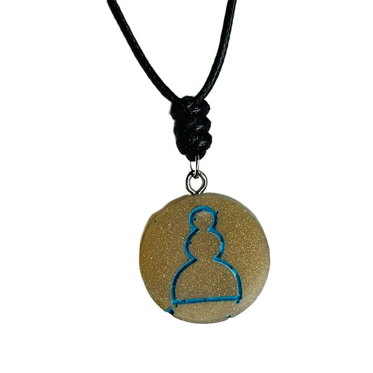 Cream Yellow Pawn - Handmade Resin Chess Necklace