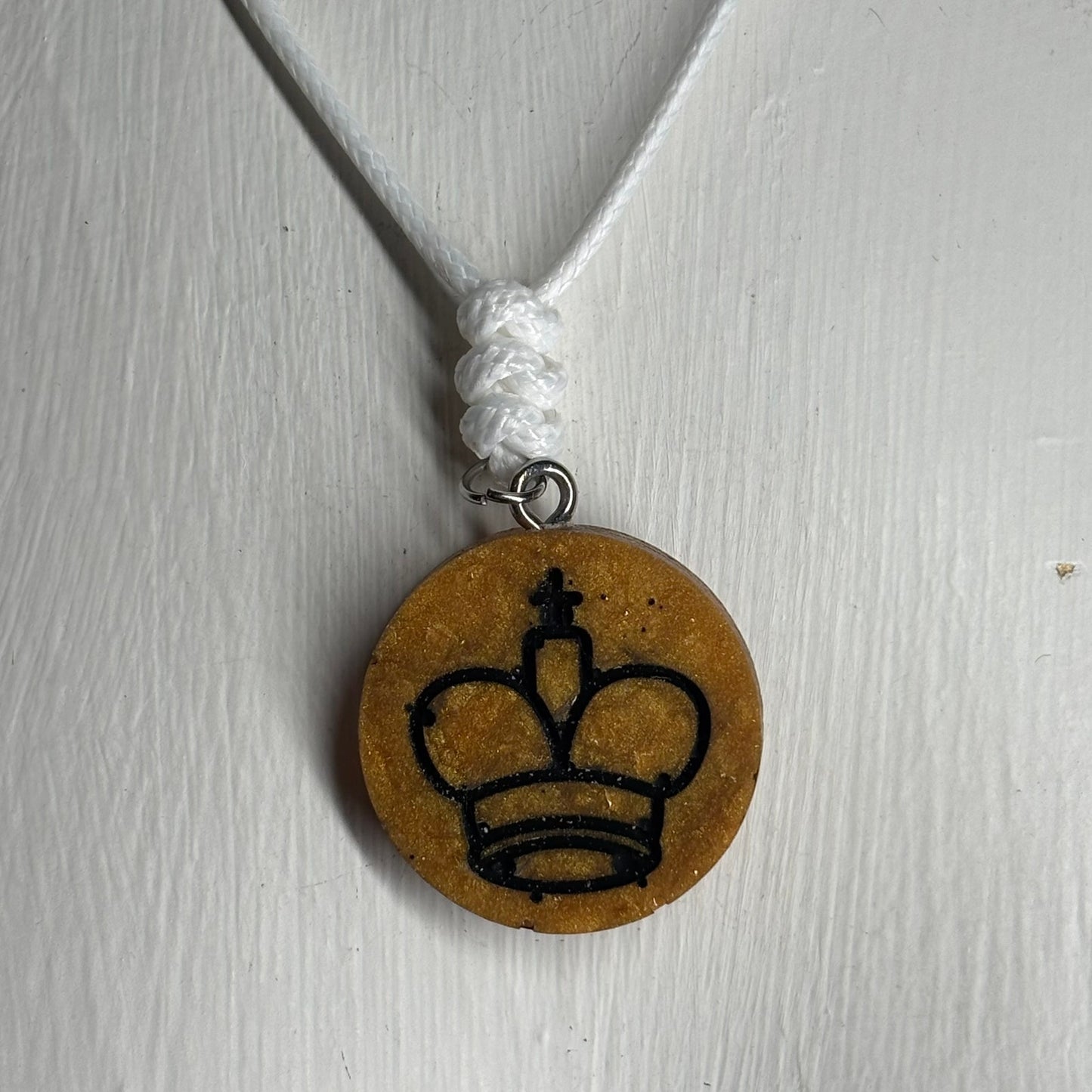 Dark Golden King - Handmade Resin Chess Necklace