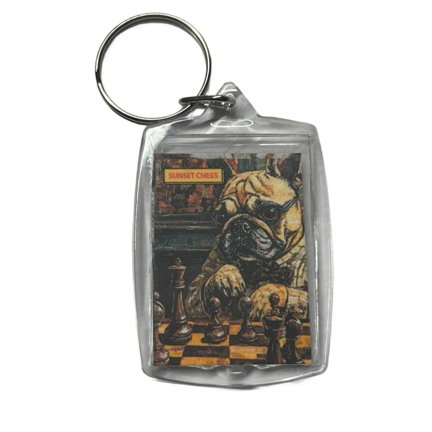Serious Dog - Chess  Photo Keychain
