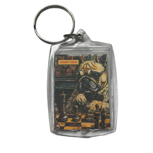 Serious Dog - Chess  Photo Keychain