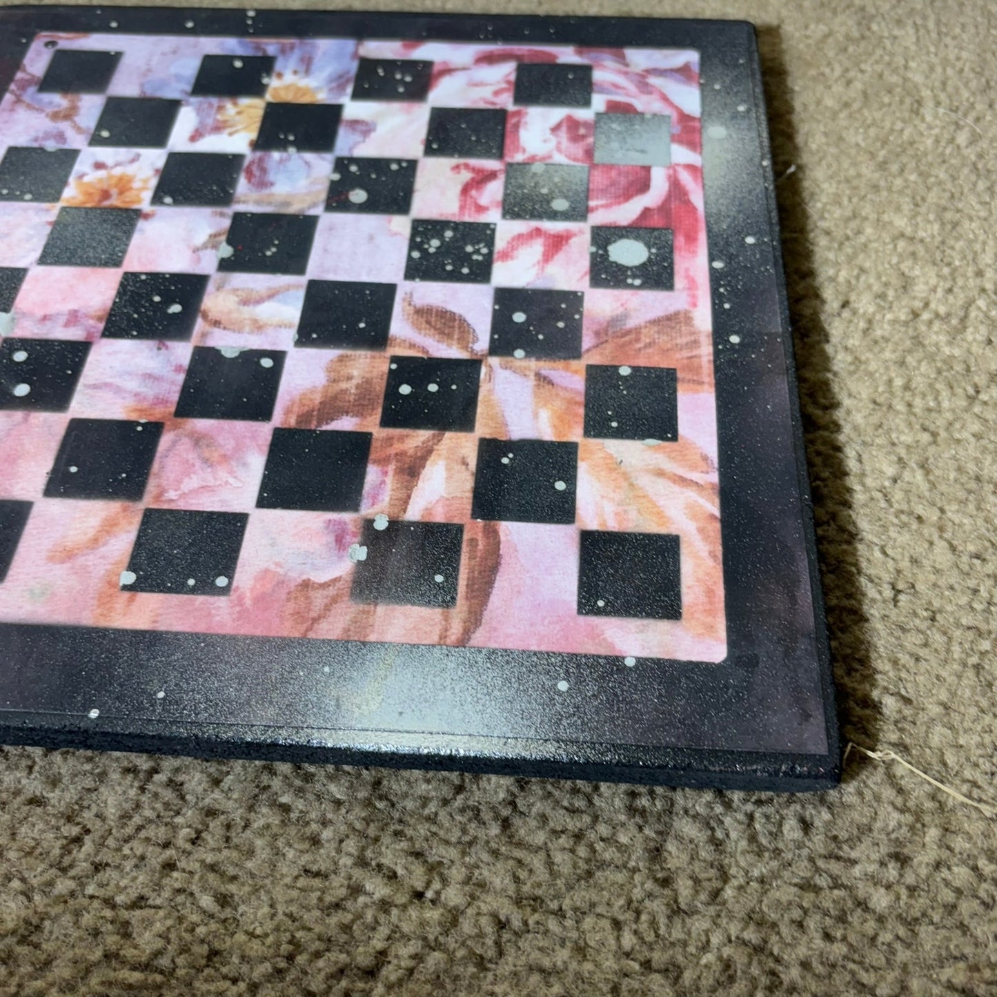 Pink Flower Chrome Mist - Scrapbook Chess Board