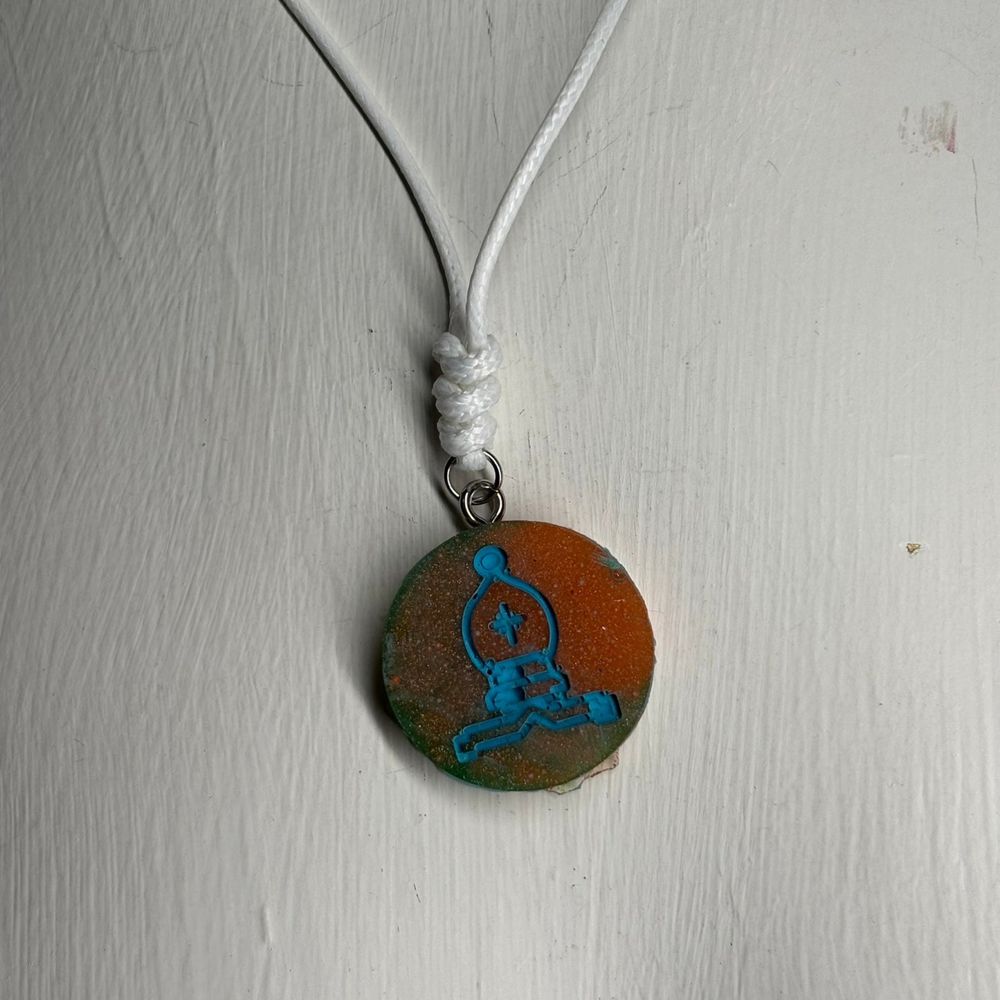Blue Print Bishop - Handmade Resin Chess Necklace