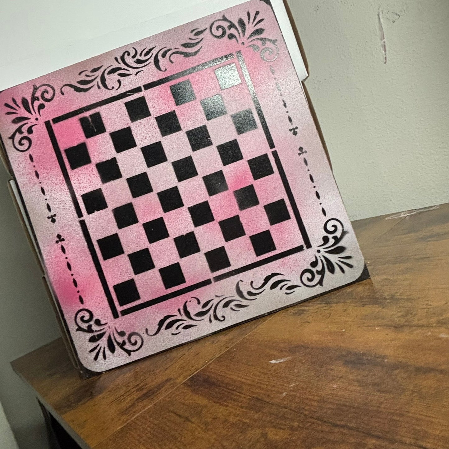 Pink Mist - Painted Chess Board