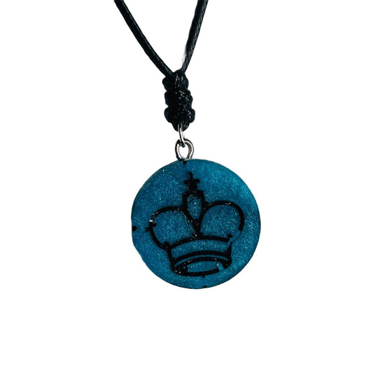 Blue King - Handmade Resin Chess Necklace