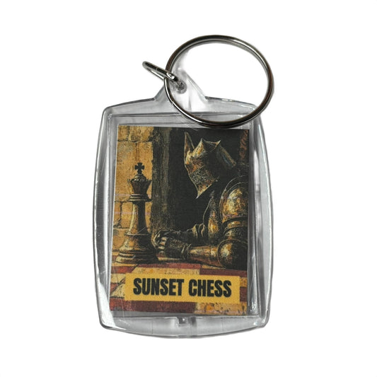 Knight Ponders The Game - Sunset Chess Photo Keychain
