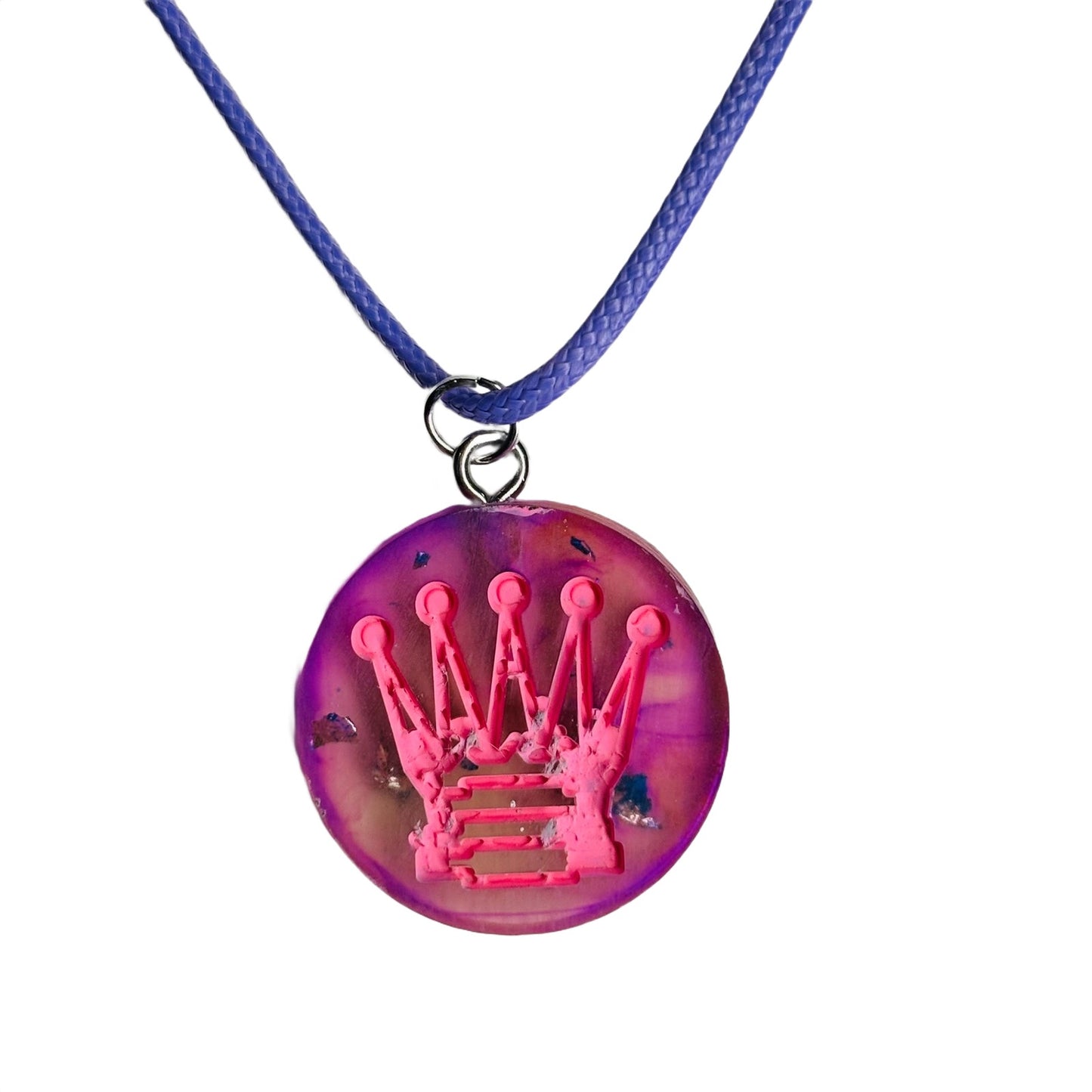 Purple Translucent Queen - Handmade Resin Chess Necklace