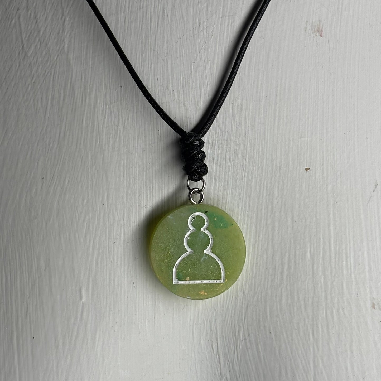 Lime Green Pawn - Handmade Resin Chess Necklace