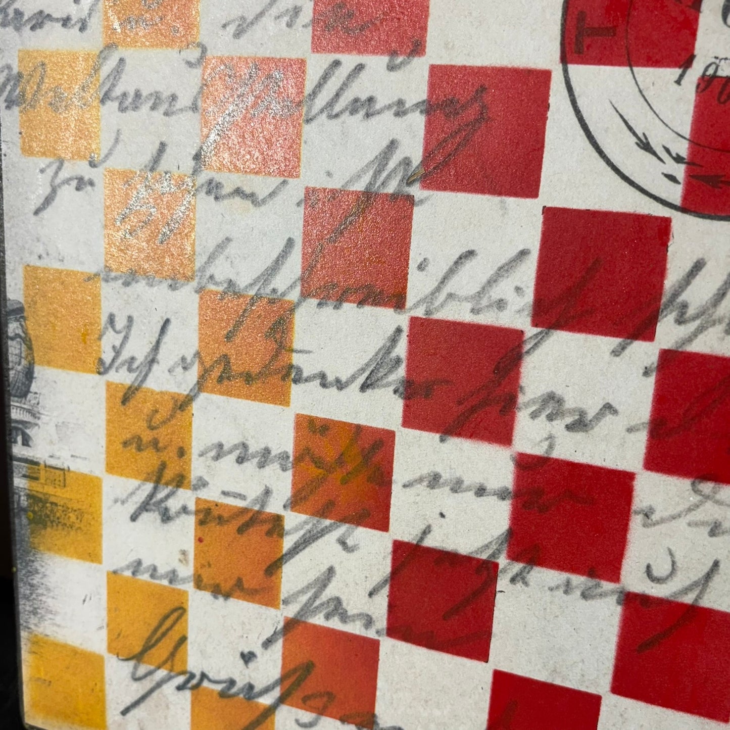 Vintage Sunset Writing - Scrapbook Chess Board