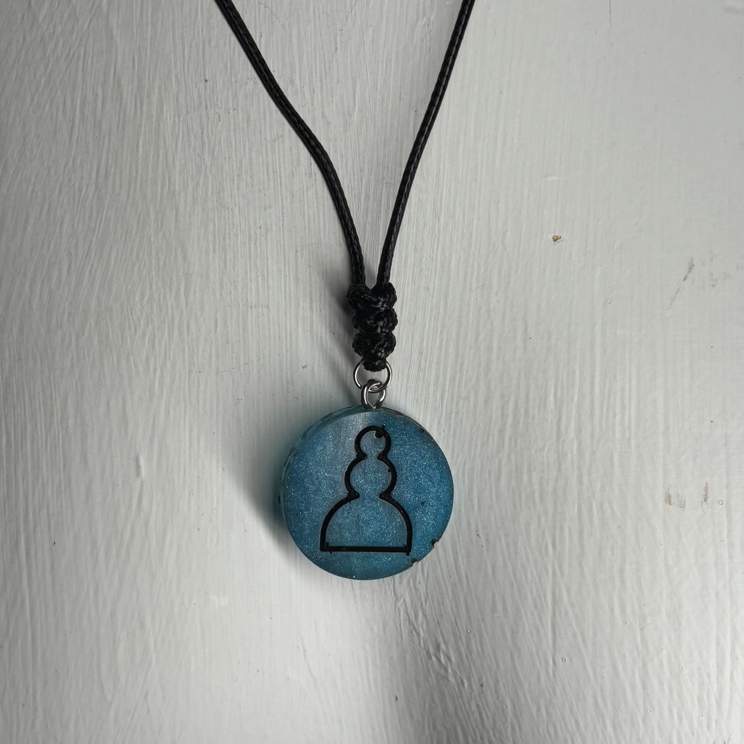 Cool Blue Pawn - Handmade Resin Chess Necklace - Flat Edition