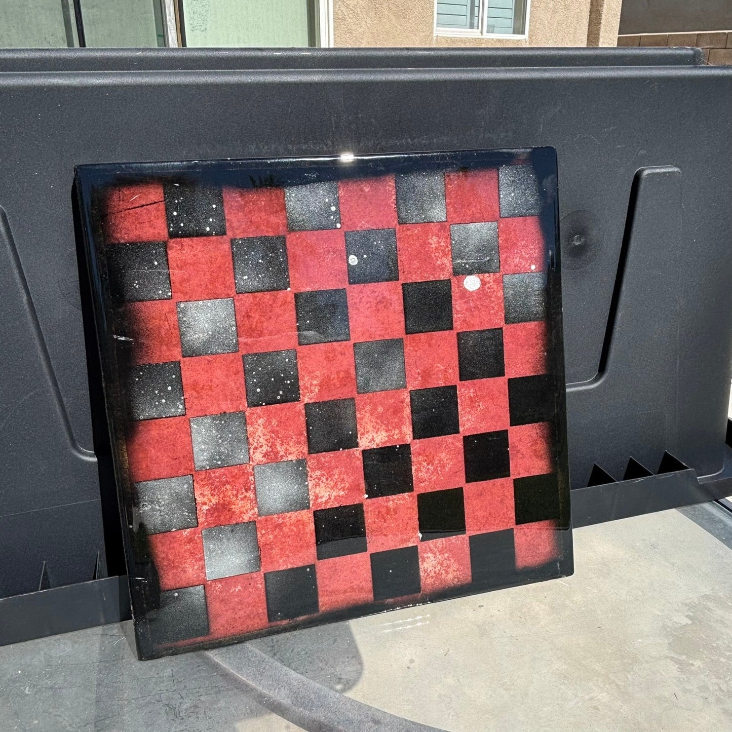 Red & Black - Resin Coated Chess Board
