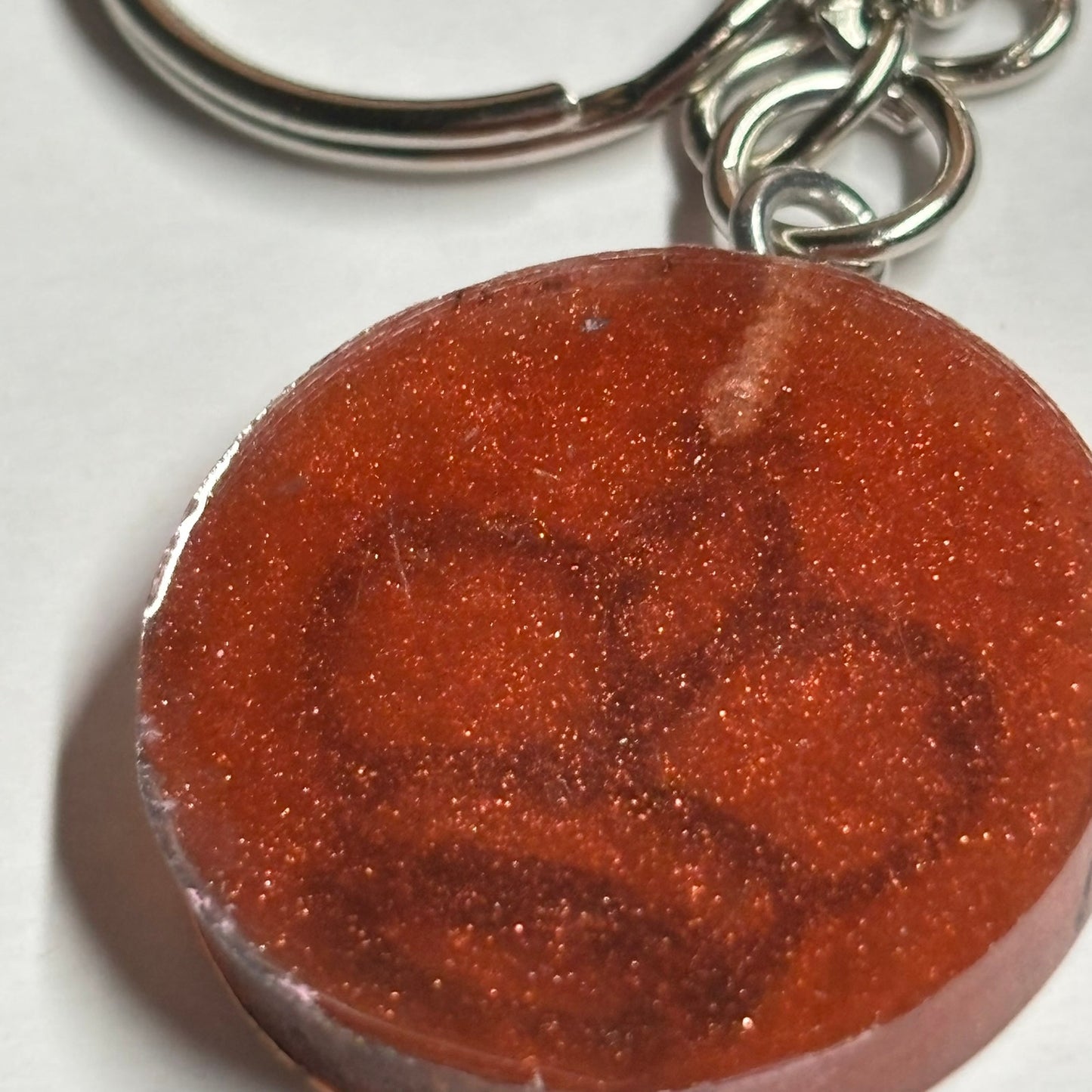 Ember Red King - Handmade Resin Keychain - Flat Edition