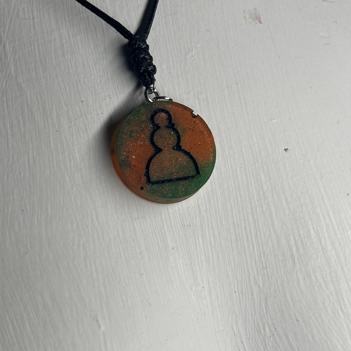 Orange Rook - Handmade Resin Chess Necklace
