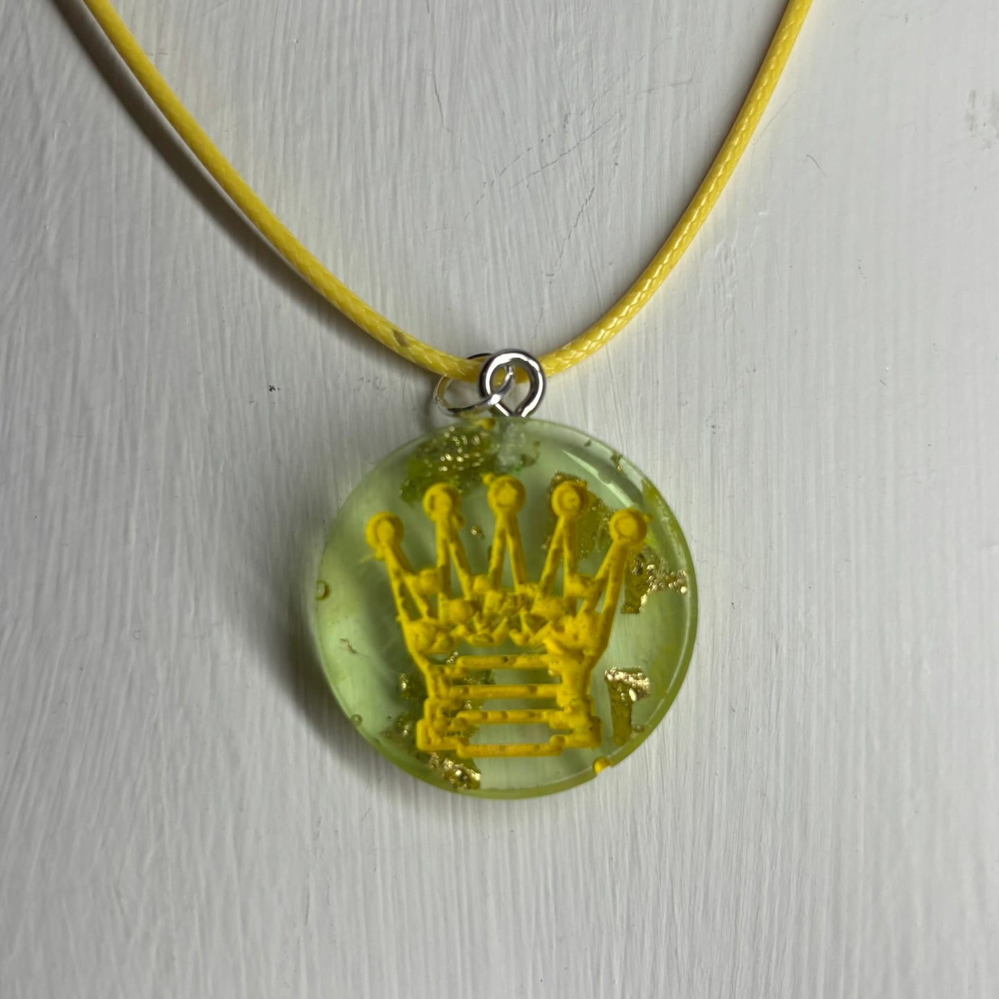 Green Yellow Queen - Handmade Resin Chess Necklace